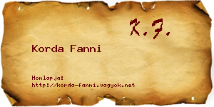 Korda Fanni névjegykártya